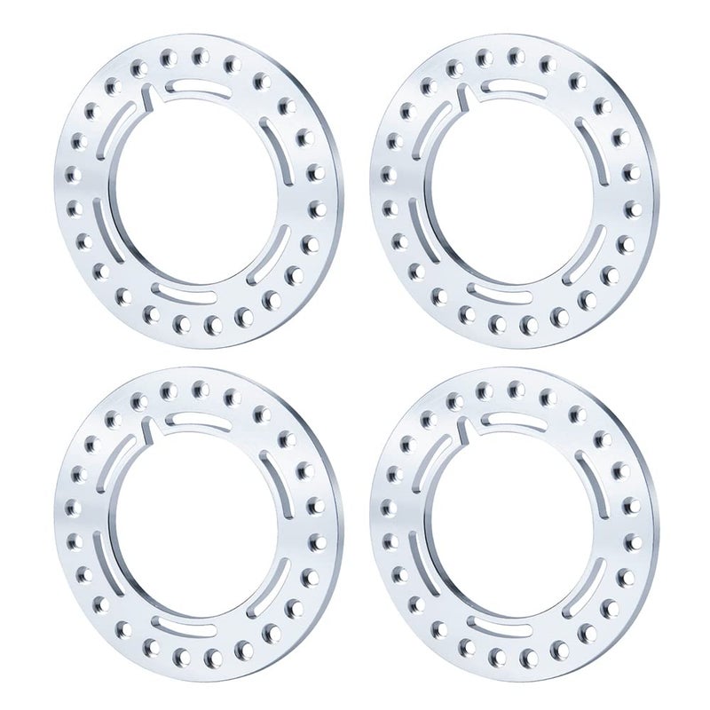 RCLIONS 4pcs Aluminum 2.2inch RC Beadlock Wheel Rim Replacement Ring for 1/10 RC Crawler Car 2.2"" Wheels (Silver) - Image 1